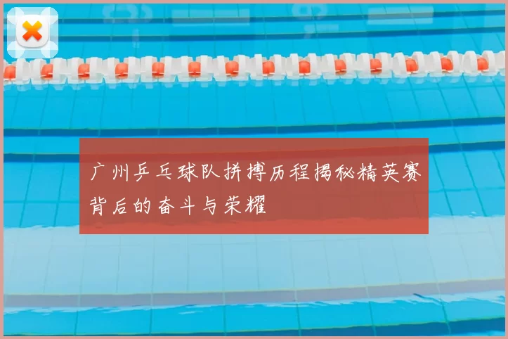 广州乒乓球队拼搏历程揭秘精英赛背后的奋斗与荣耀